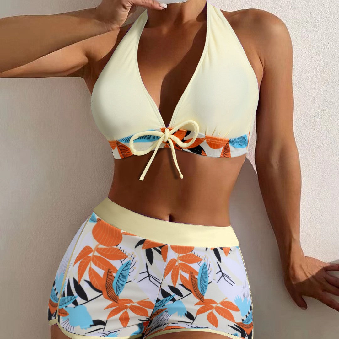 Damen Sportliches Bikini-Set mit verstellbarem Haltertop und Shorts R&B