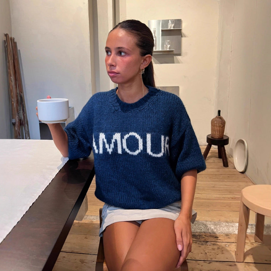 Damen Rundhals-Strickpullover mit oversized Schnitt R&B