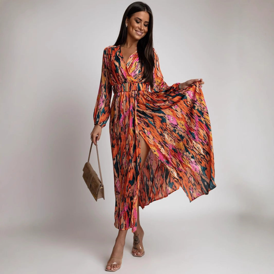 Damen Maxikleid mit bunten Mustern R&B