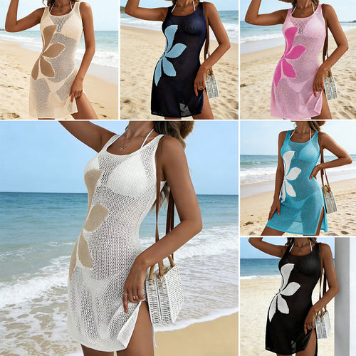 Damen Häkel-Strandkleid mit floralem Muster R&B
