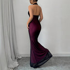 Damen Elegantes Maxikleid mit tiefem V-Ausschnitt und taillierendem Schnitt R&B