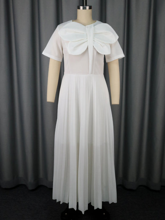 Damen Elegantes Midikleid mit voluminösem Schleifenakzent R&B
