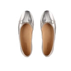 Damen Elegante Ballerinas mit schimmerndem Metallic-Finish und zierlichem Schleifenakzent