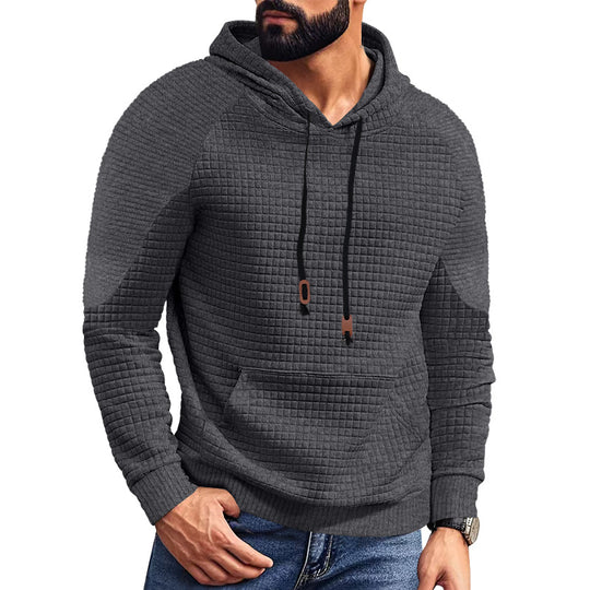 Herren nan Kapuzenpullover mit quadratischer Struktur, Raglanärmeln und Kängurutasche R&B