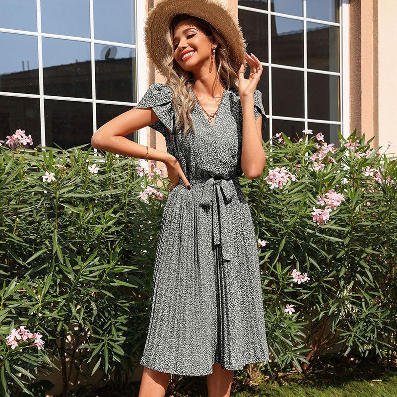 Damen Midikleid mit verspieltem Bindegürtel und elegantem Faltenwurf