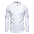 Herren modisches Hemd mit asymmetrischem Kragen und stilvollen Knopfdetails R&B