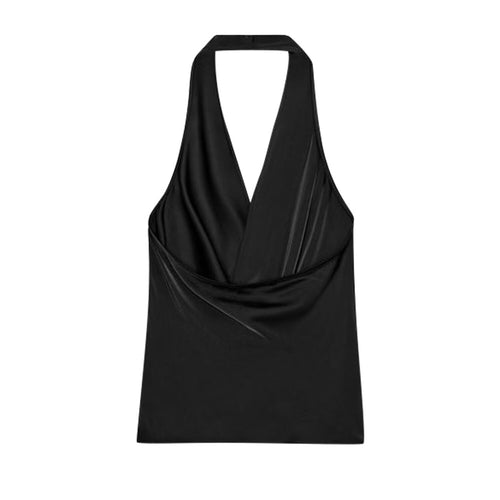 Damen Wickeloberteil aus fließendem Satin mit elegantem Rückenausschnitt R&B