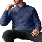 Herren Strickpullover mit Strukturiertem Muster und Modernem Stehkragen R&B