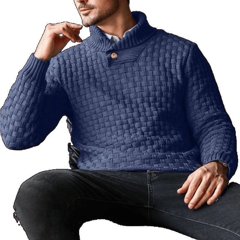 Herren Strickpullover mit Strukturiertem Muster und Modernem Stehkragen R&B
