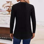 Damen Strickpullover mit seitlichen Knopfdetails und strukturiertem Rippdesign R&B