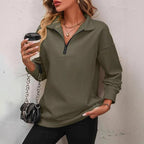 Damen Sportlicher Pullover mit halbem Reißverschluss und gemütlichem Schnitt R&B