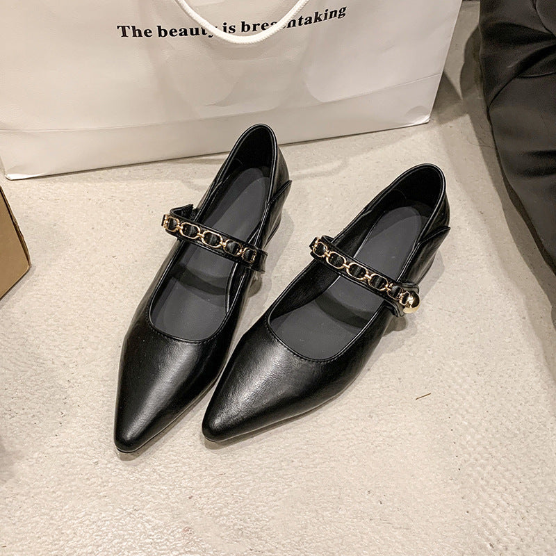 Damen elegante Ballerinas mit modischer Kette R&B