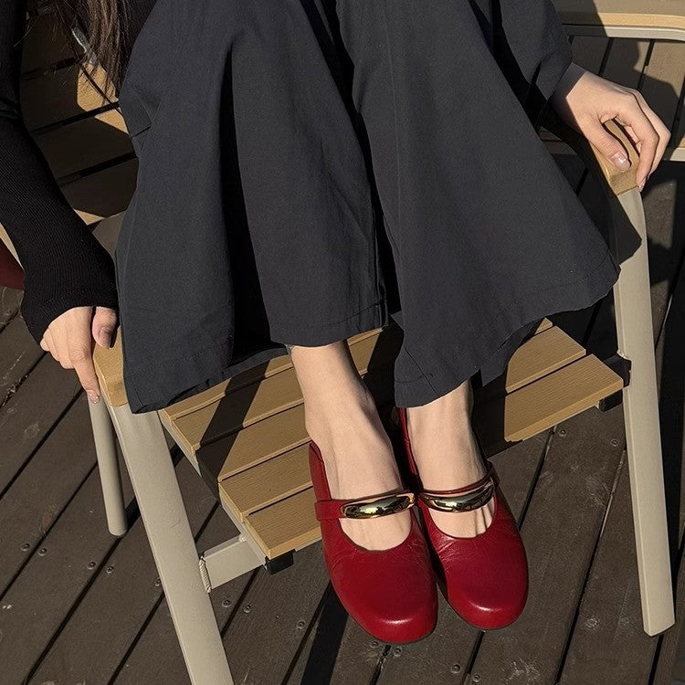 Damen Ballerina-Schuhe mit modischer Schnallenverzierung und pantentlicher Passform R&B