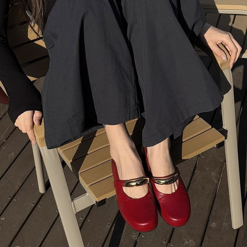 Damen Ballerina-Schuhe mit modischer Schnallenverzierung und pantentlicher Passform R&B