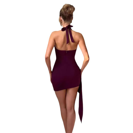 Damen Wickelkleid mit tiefem V-Ausschnitt und seitlichem Rüschendetail R&B