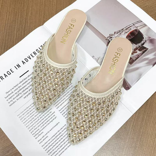 Damen elegante und funkelnde Hausschuhe mit Netzdesign R&B