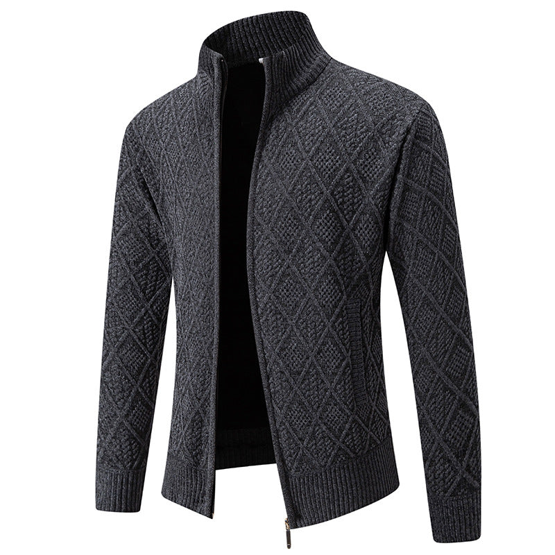 Herren Strickjacke mit strukturiertem Design und hohem Kragen R&B