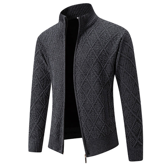 Herren Strickjacke mit strukturiertem Design und hohem Kragen R&B