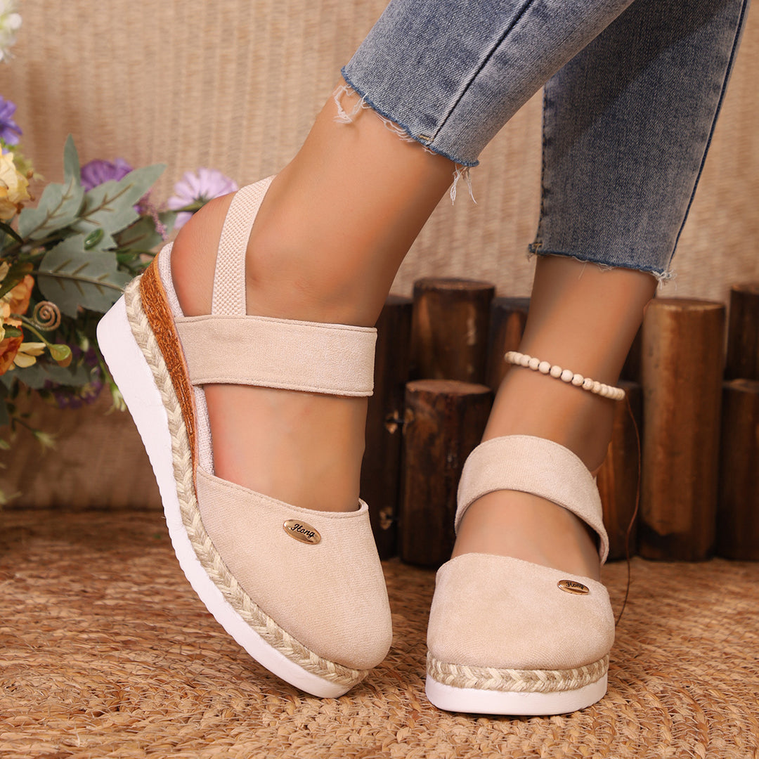 Damen Wedge-Sandaletten mit elastischem Riemendesign und komfortabler Plateausohle R&B