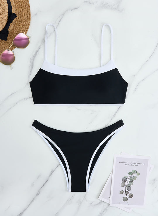 Damen Bikini-Set mit kontrastierendem Design und verstellbaren Trägern R&B