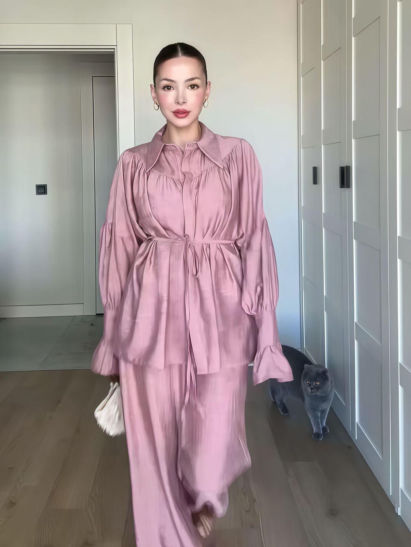 Damen Schicke Bluse und weite Hose im eleganten Look R&B