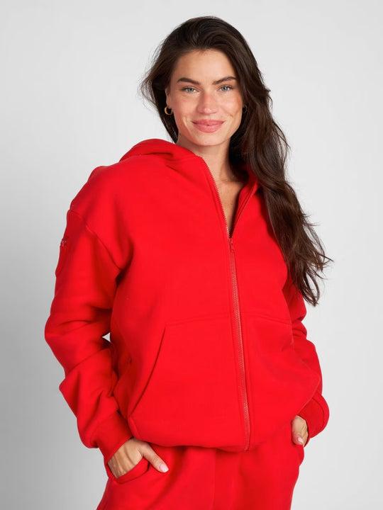 Damen sportlicher Fleece-Jogginganzug mit hochgeschlossenem Reißverschluss und elastischem Bund R&B