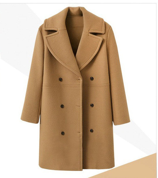 Damen Eleganter Doppelt-knopf Mantel mit modernem Revers R&B