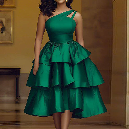 Damen festliches Wickelkleid mit voluminösem Rüschendesign R&B