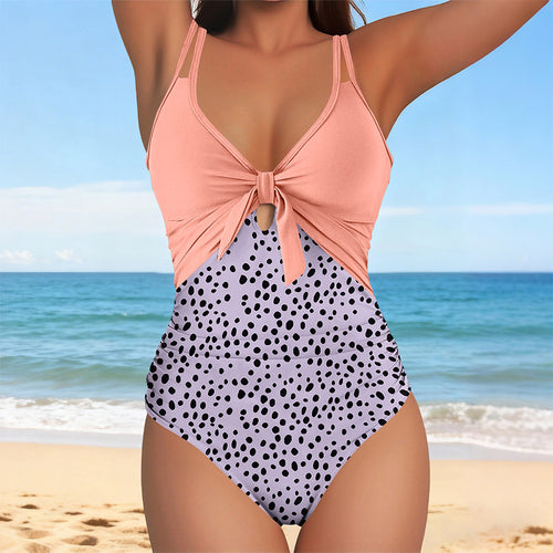 Damen Einteiler Badeanzug mit modischem Knotendesign und figurformendem Schnitt R&B