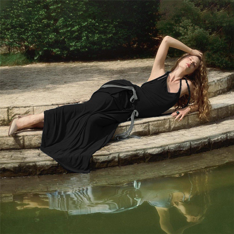 Damen Elegantes Maxikleid mit raffinierten Rüschendetails und schmalem Rücken R&B