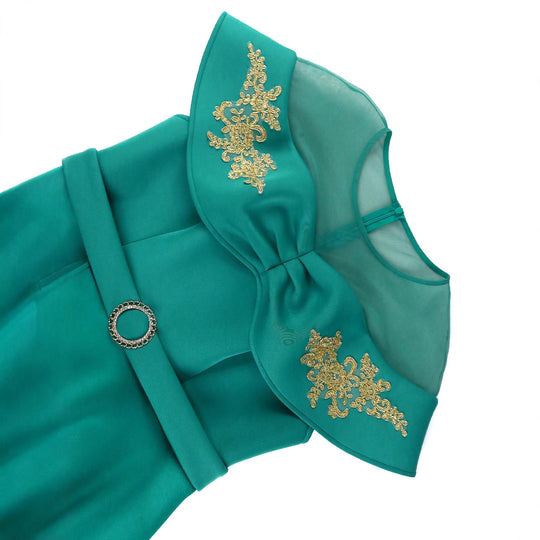 Damen elegantes Wickelkleid mit Schnitt- und Rüschenakzenten R&B