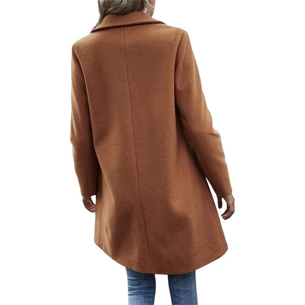 Damen modischer Wollmantel mit elegantem Revers R&B