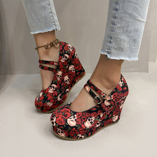 Damen Wedge-Sandaletten mit floralem Design und geschmackvollem Riemen R&B