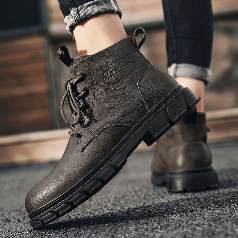 Damen modische Schnürboots mit robustem Profil und warmem Innenfutter