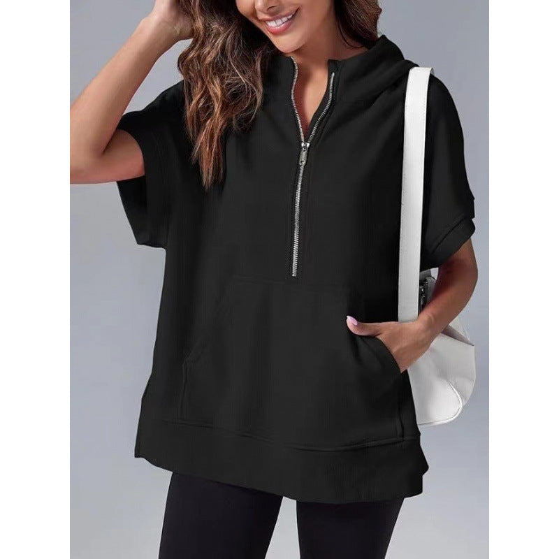 Damen Lässiger Kapuzenpullover mit Reißverschluss und praktischen Taschen R&B