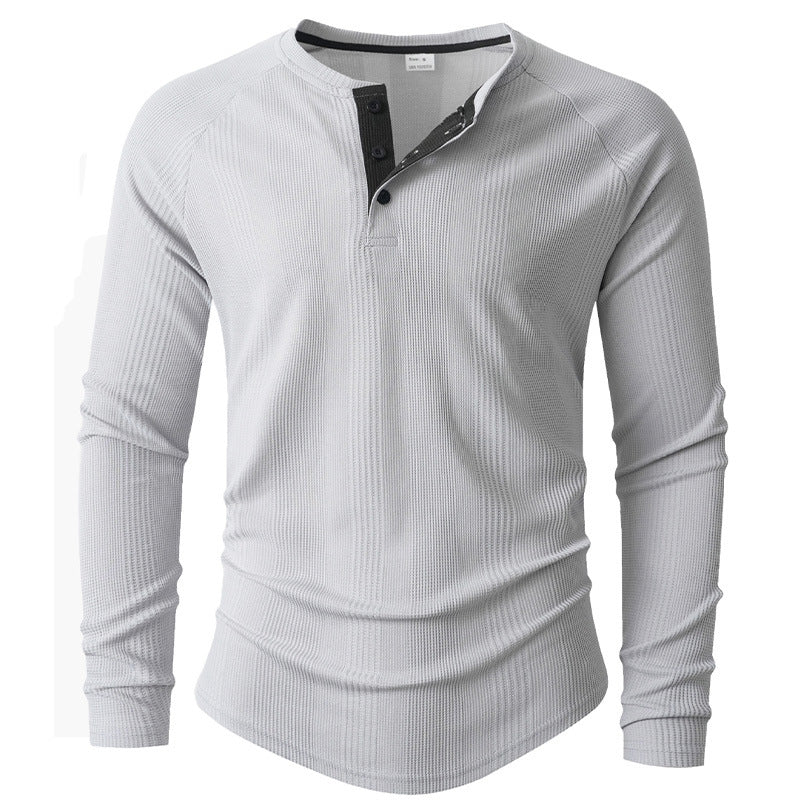Herren Langarm Henley-Shirt mit strukturierter Oberfläche R&B