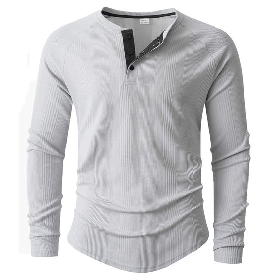 Herren Langarm Henley-Shirt mit strukturierter Oberfläche R&B