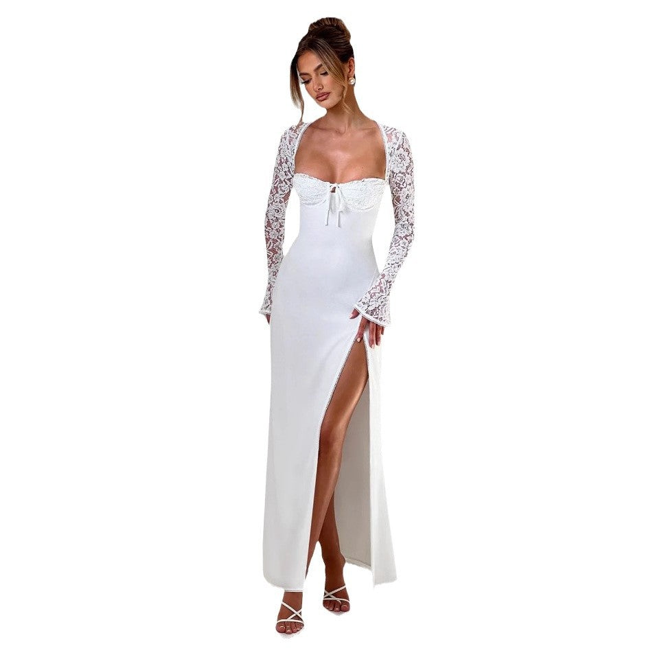 Damen Elegantes Maxi-Kleid mit raffiniertem Schnitt und schimmerndem Stoff R&B