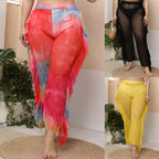 Damen elegante und luftige Strandhose mit Rüschendetails R&B