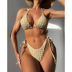 Damen Triangel-Bikini mit strukturiertem Oberteil und hohem Beinausschnitt