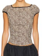 Damen Elegantes und elastisches Leopardenmuster Oberteil