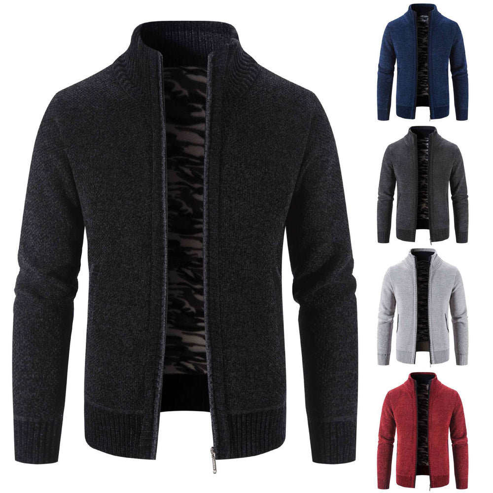 Herren Strickjacke mit hohem Kragen und praktischen Reißverschlusstaschen R&B