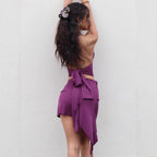 Damen Set aus Crop-Top und asymmetrischem Rock mit Rüschen-R&B