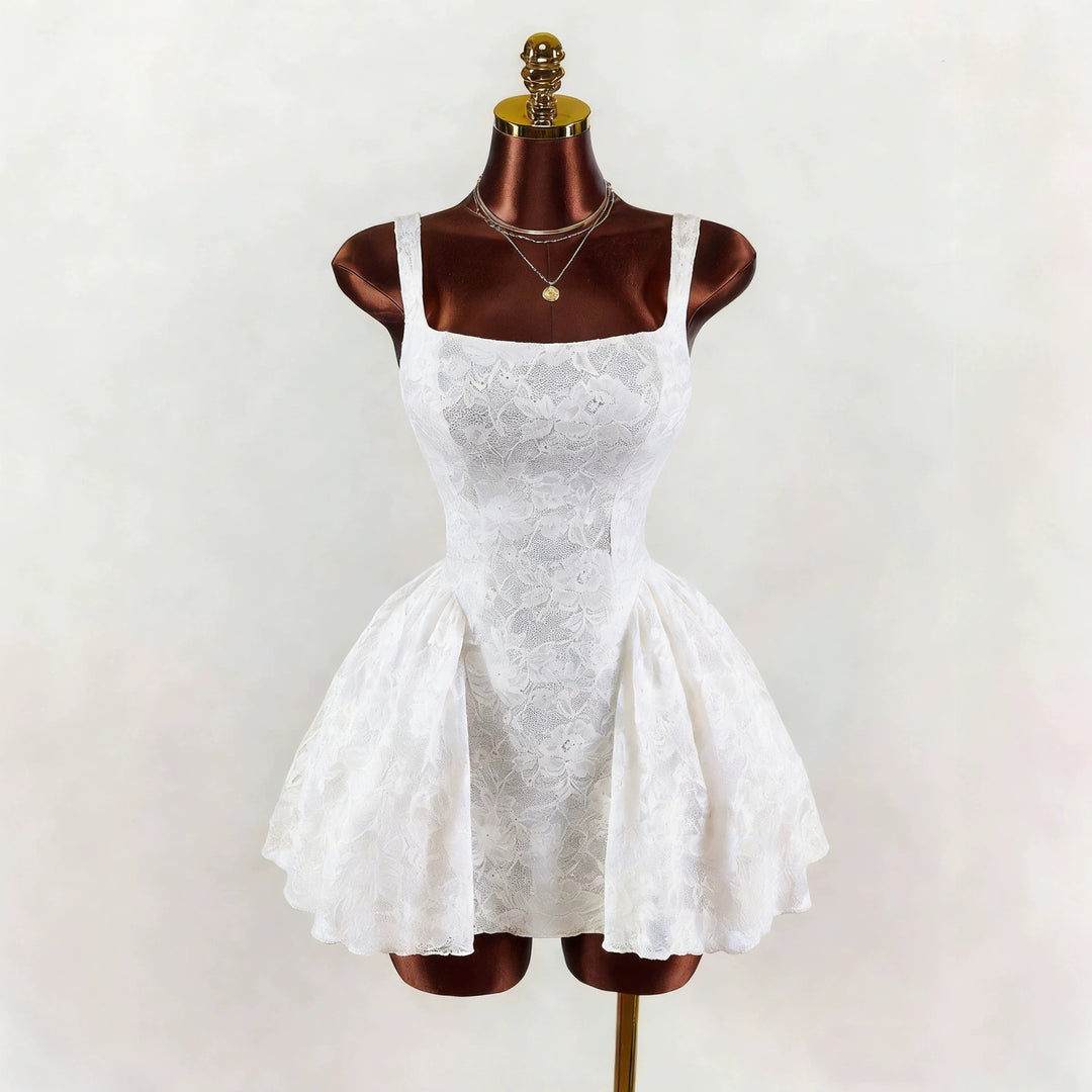 Damen nan tailliertes Spitzen-Cocktailkleid mit Korsett-Bustier und doppellagigem Schößchenrock R&B