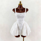 Damen nan tailliertes Spitzen-Cocktailkleid mit Korsett-Bustier und doppellagigem Schößchenrock R&B