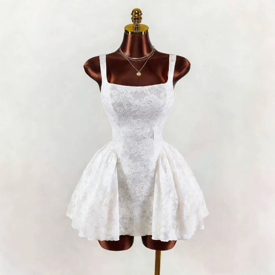 Damen nan tailliertes Spitzen-Cocktailkleid mit Korsett-Bustier und doppellagigem Schößchenrock R&B