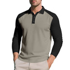 Herren Langarm-Polohemd mit sportlichem Stehkragen und atmungsaktiven Einsätzen R&B