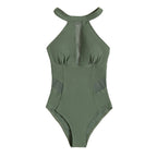 Damen Moderner Sport-Badeanzug mit transparenten Einsätzen R&B