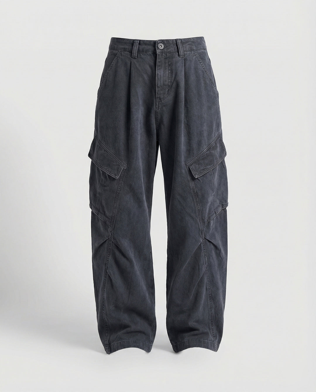 Damen weite Cargohose im Utility-Stil mit überlappenden Klappentaschen und markanter Nahtstruktur R&B