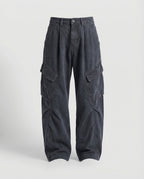 Damen weite Cargohose im Utility-Stil mit überlappenden Klappentaschen und markanter Nahtstruktur R&B